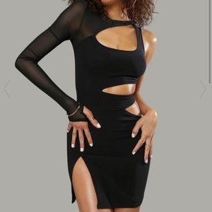 SECRET MISSIONS SHEER ONE-SLEEVE DRESS